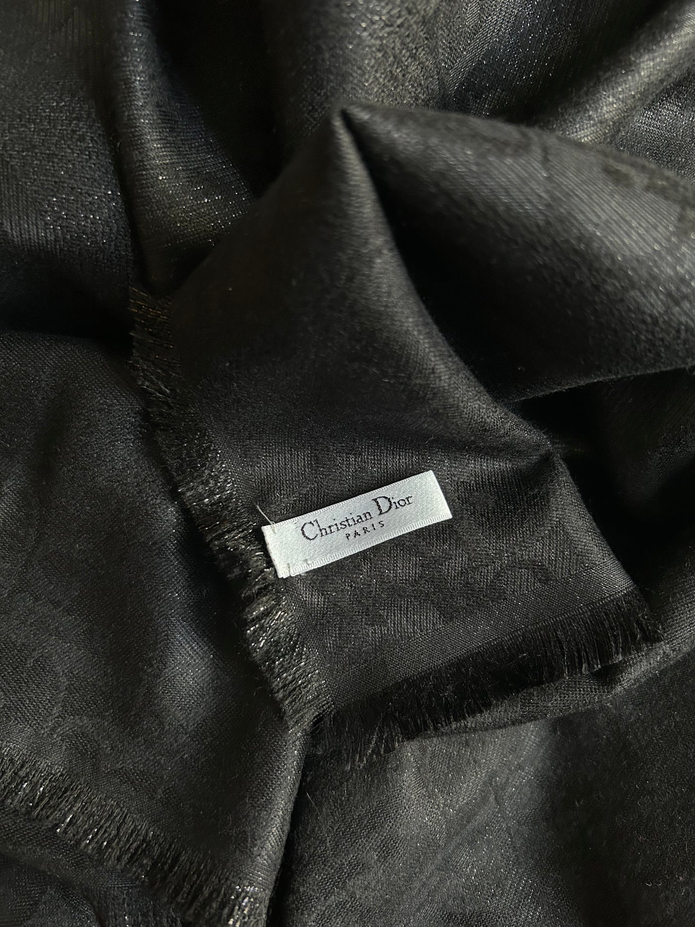 Christian DIOR oblique black mettalic large shawl