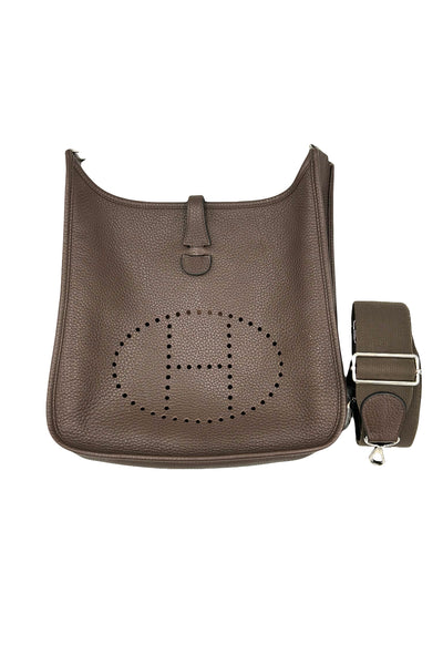 HERMES Evelyne 29 cacao clemence leather palladium hardware