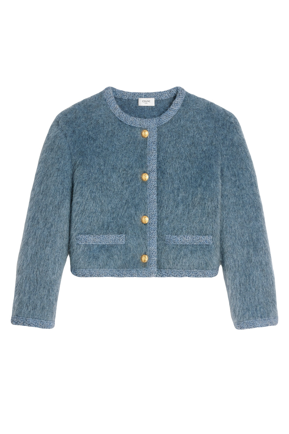 CELINE blue brushed mohair cardi jacket size XS