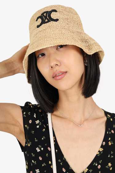 CELINE Triomphe bucket hat raffia never worn current collection £590