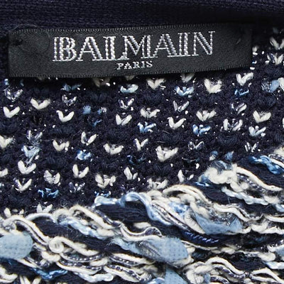 BALMAIN blue fringes mini dress with gold lion head buttons size 36