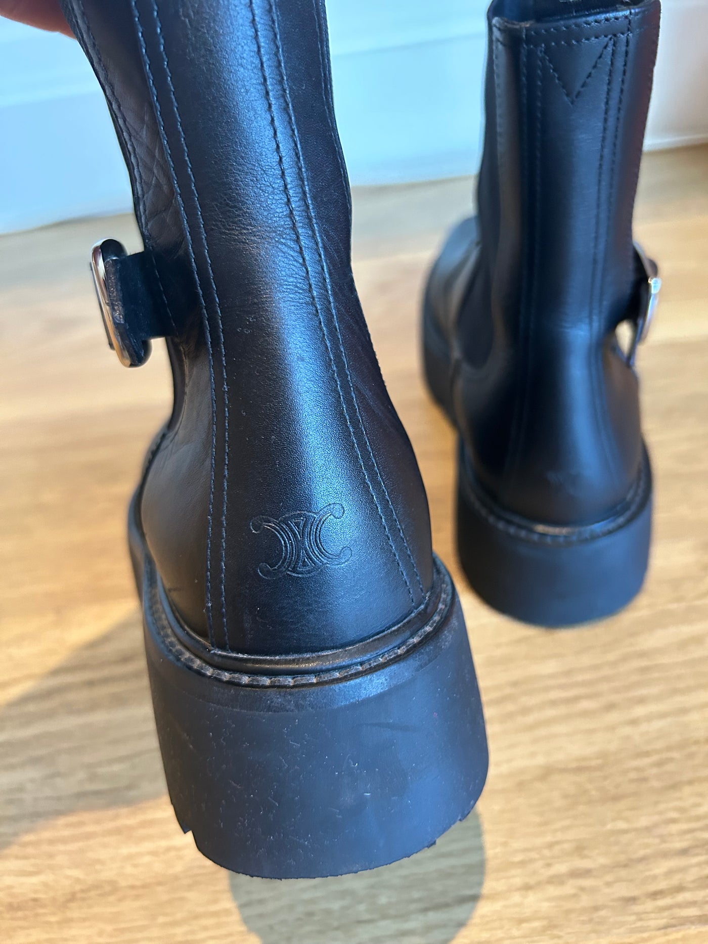 CELINE triomphe pull on style boots size 38.5