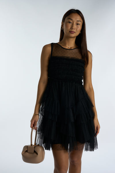 Red VALENTINO tulle black mini dress RRP: £559