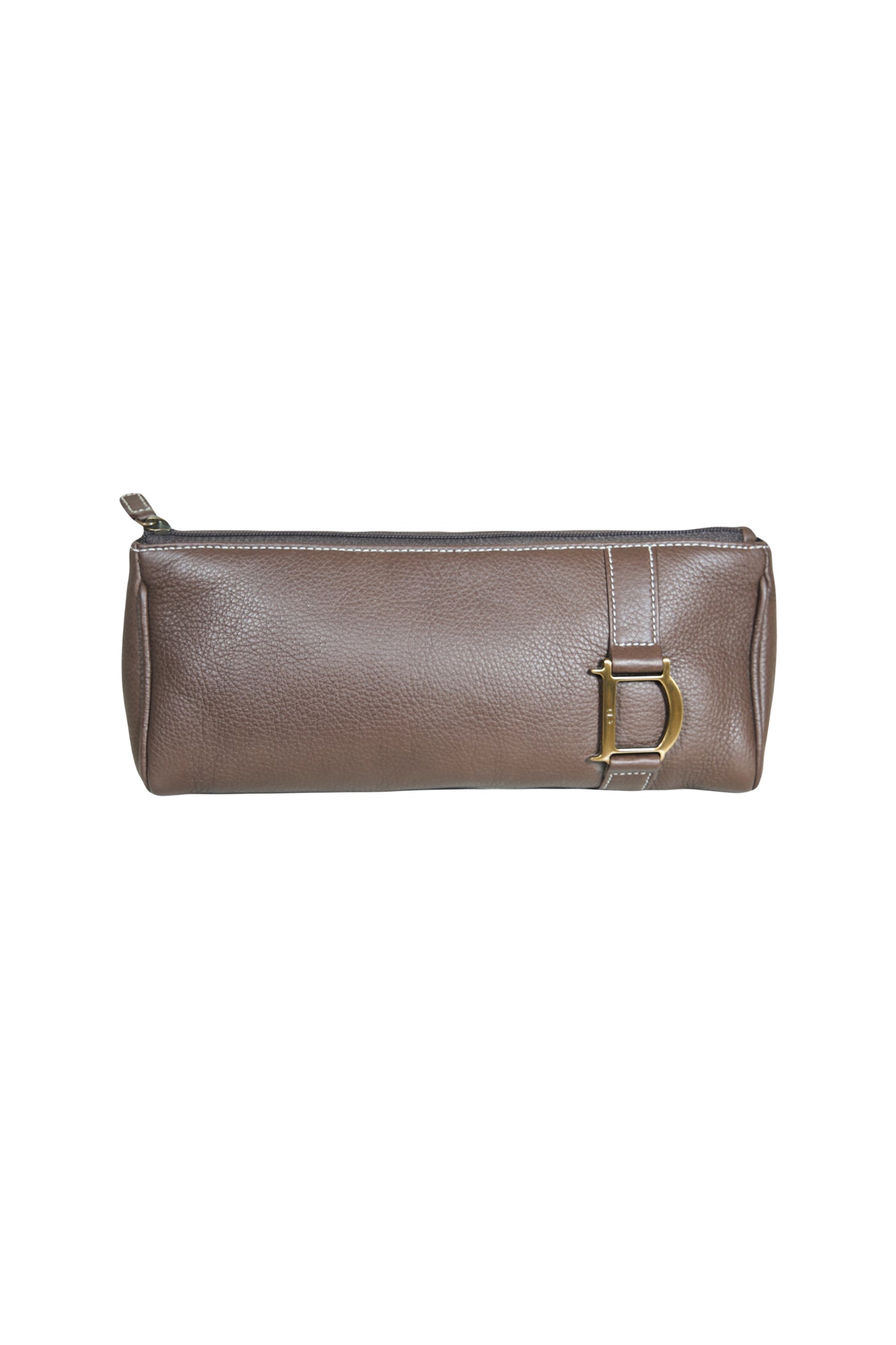 Christian DIOR brown leather zipper pouch