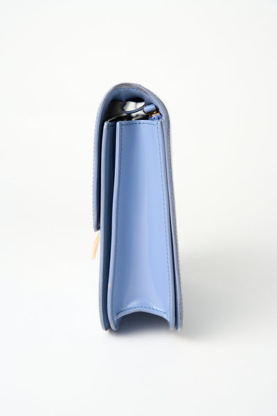 CELINE medium blue shiny calfskin classic handbag