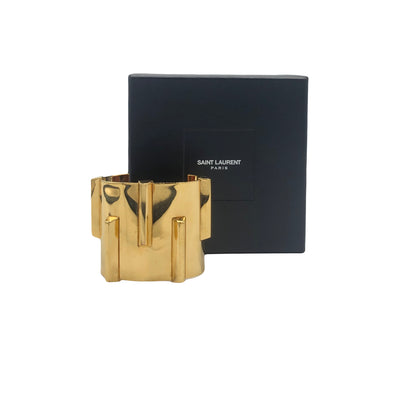 SAINT LAURENT Gold Cuff bracelet with box and pouch