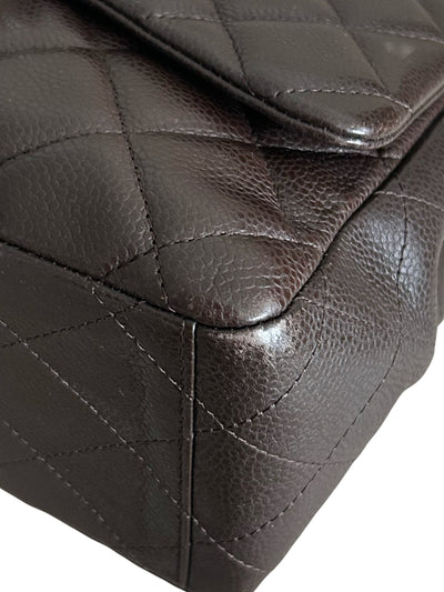 CHANEL Maxi espresso brown caviar leather with silver hardware current RRP €11700