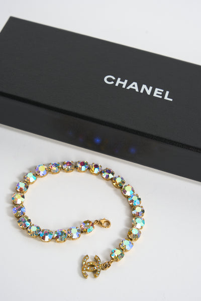 CHANEL 1995 super rare and collectible Barbie rainbow rhinestone anklet