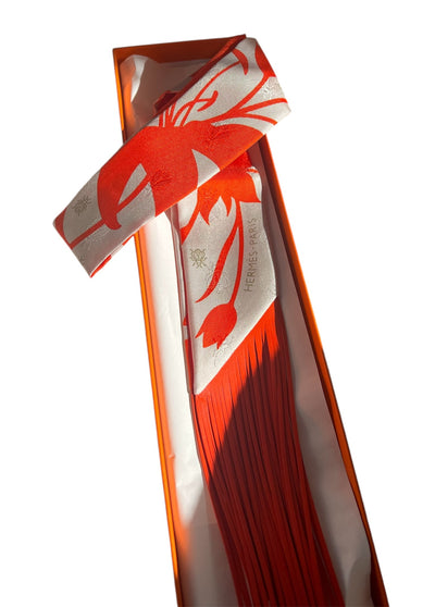 HERMES Bouquet Final Katie's Scott Leather Fringe Twilly new with box