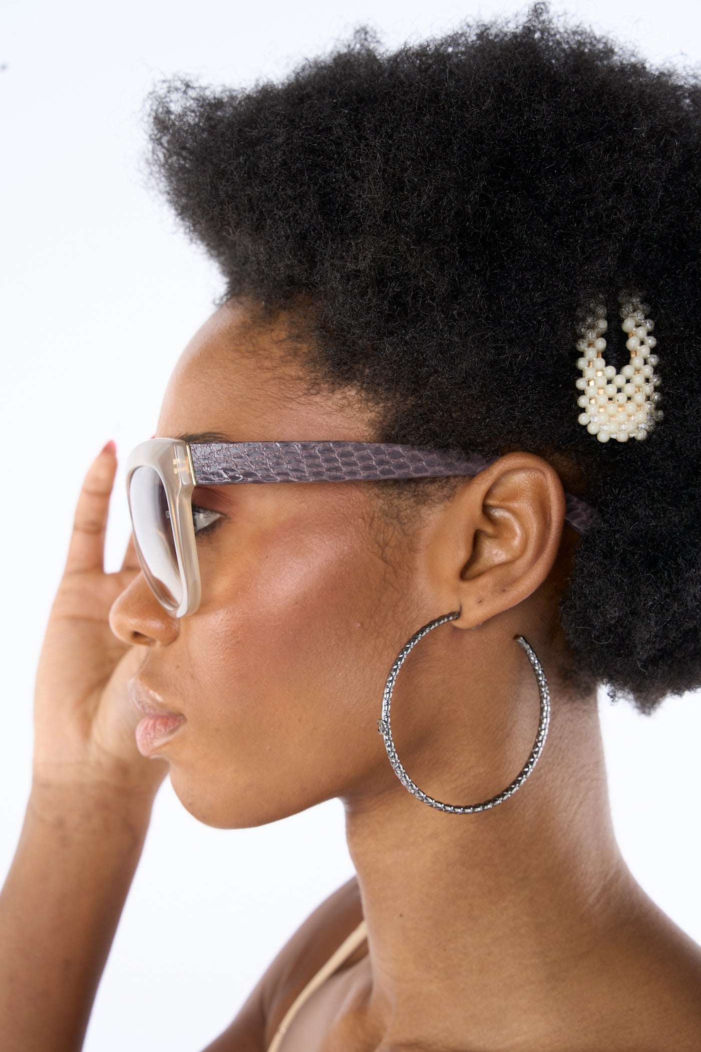 LINDA FARROW cat eye snakeskin sunglasses