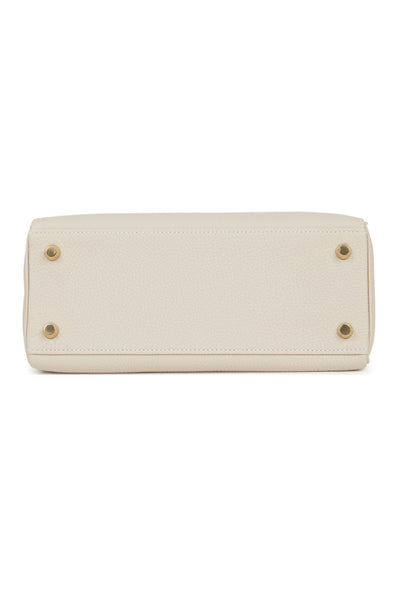 HERMES Kelly 28 Retourne Craie Clemence Leather Gold Hardware Never Worn - FULL SET