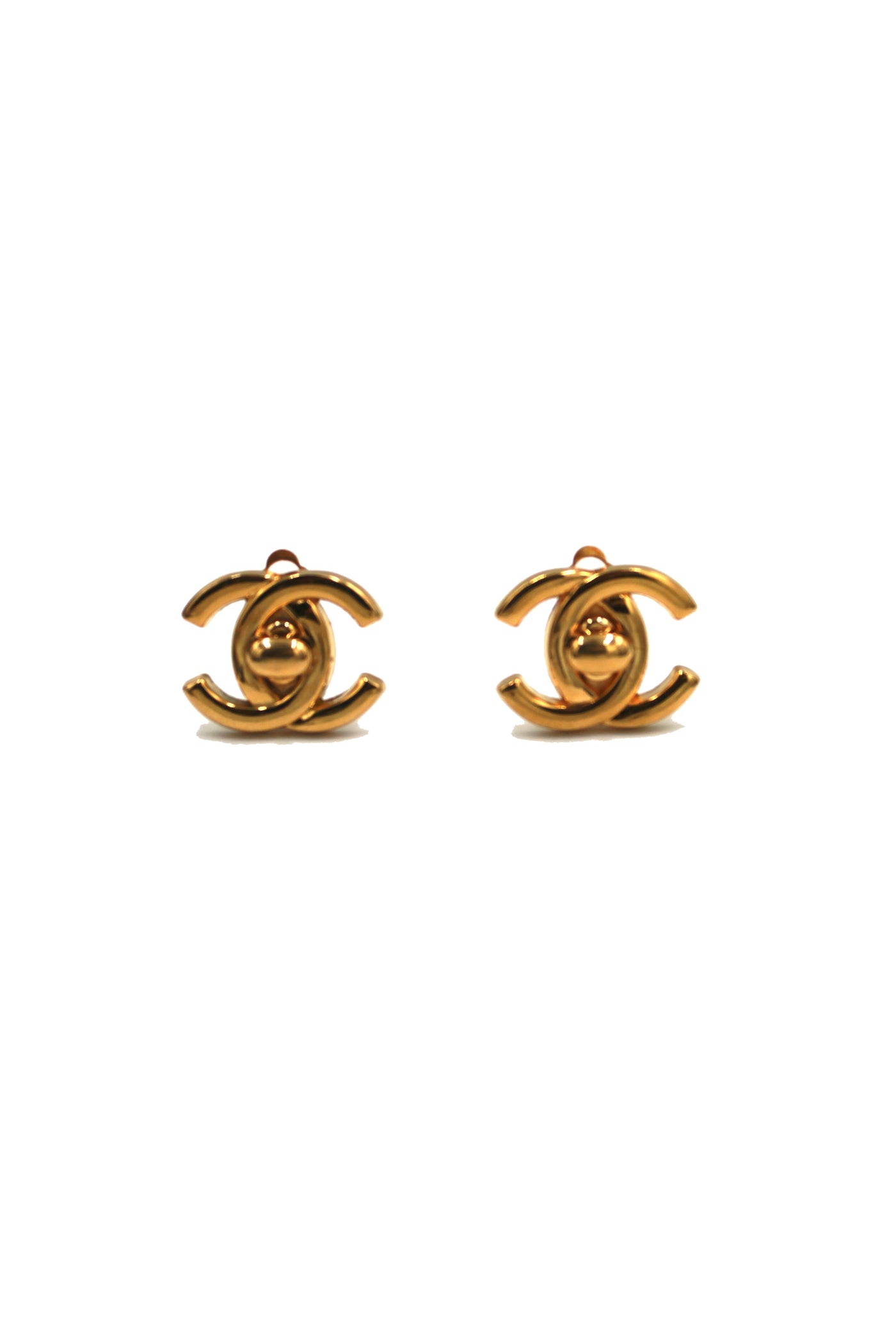 CHANEL 24ct Gold Turnlock Earrings 96P