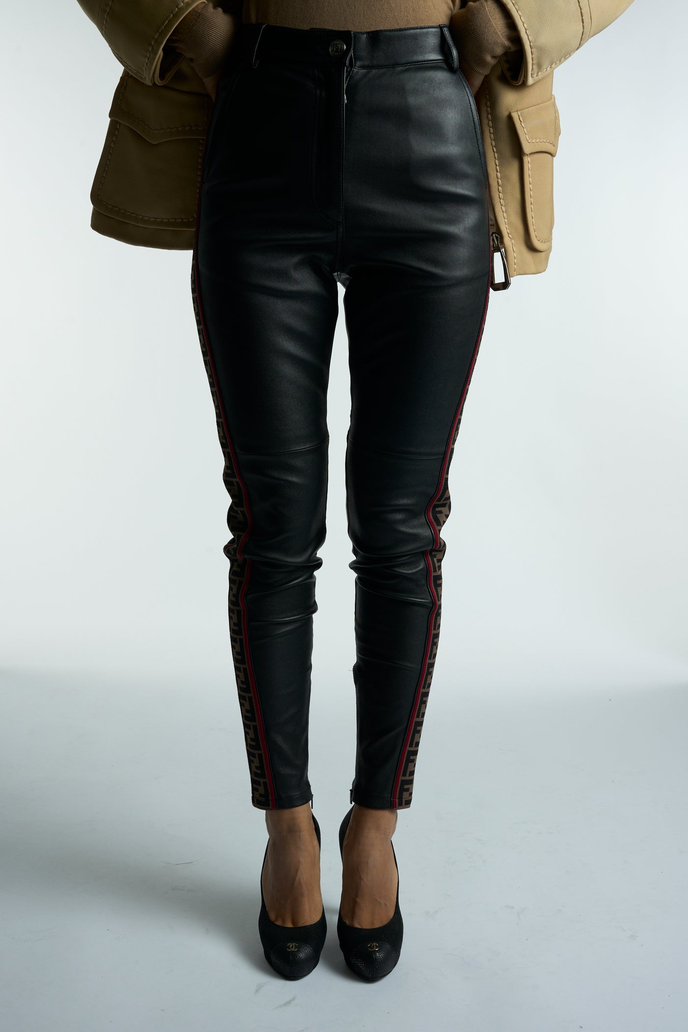 FENDI lambskin leather FF pants