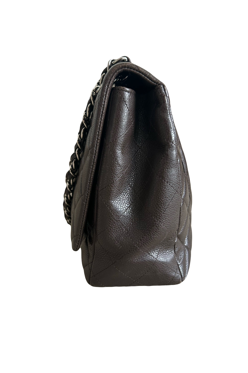 CHANEL Maxi espresso brown caviar leather with silver hardware current RRP €11700