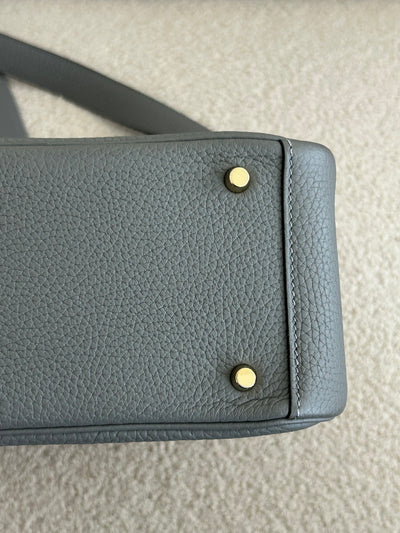 HERMES Lindy Mini || Gris Meyer Clemence leather with Gold Hardware
