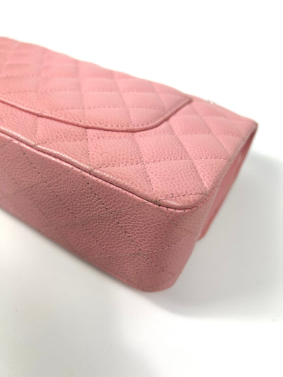 CHANEL Classic Medium Double Flap Sakura Pink Caviar with Silver Hardware