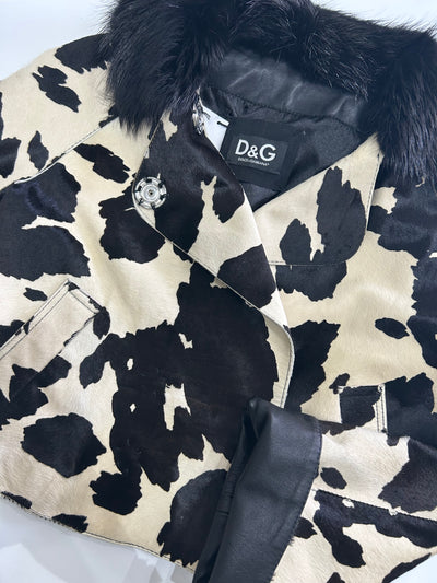 DOLCE GABBANA cow calfskin & lambskin leather jacket size 40