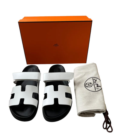 HERMES Chypre leather white size 39.5 * Store fresh *