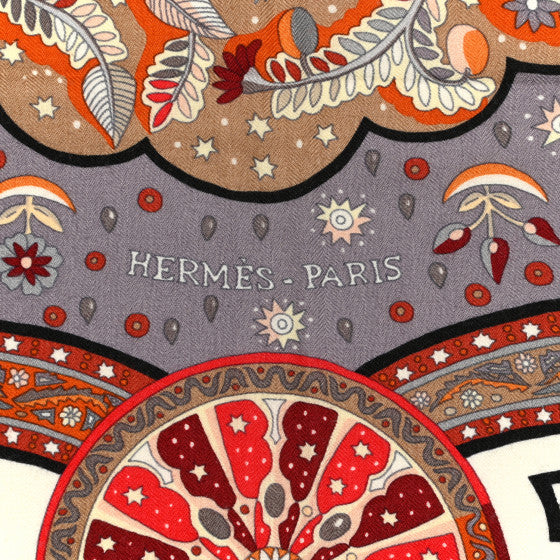 HERMES " Au portes du palais" cashmere silk large shawl 140