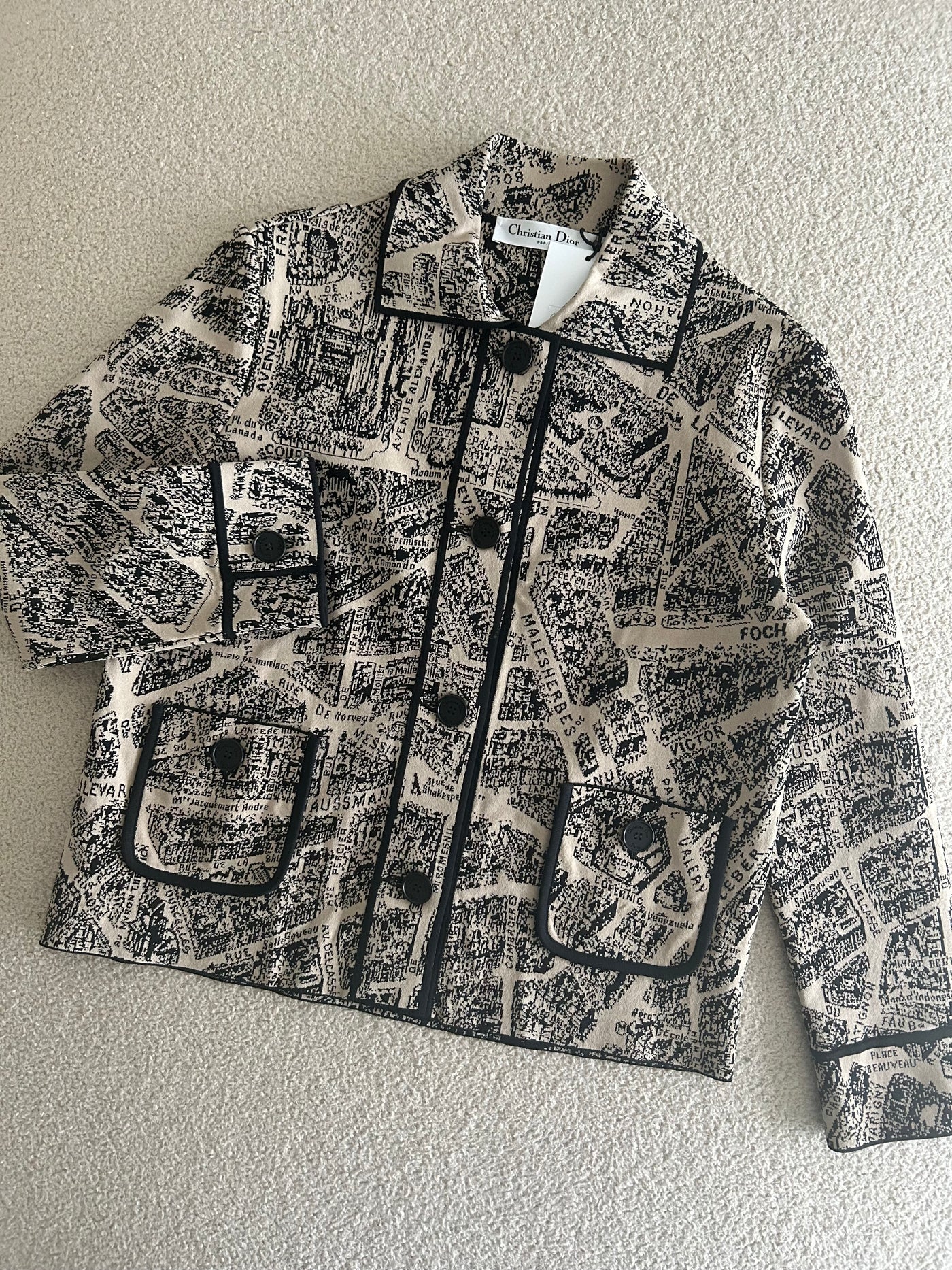 CHRISTIAN DIOR Plan de Paris Cropped Jacket Jacquard Taffeta size 34