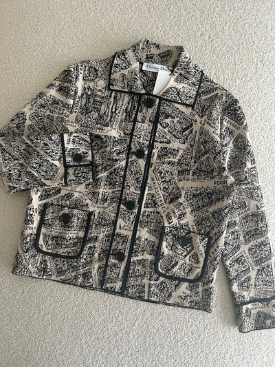 CHRISTIAN DIOR Plan de Paris Cropped Jacket Jacquard Taffeta size 34
