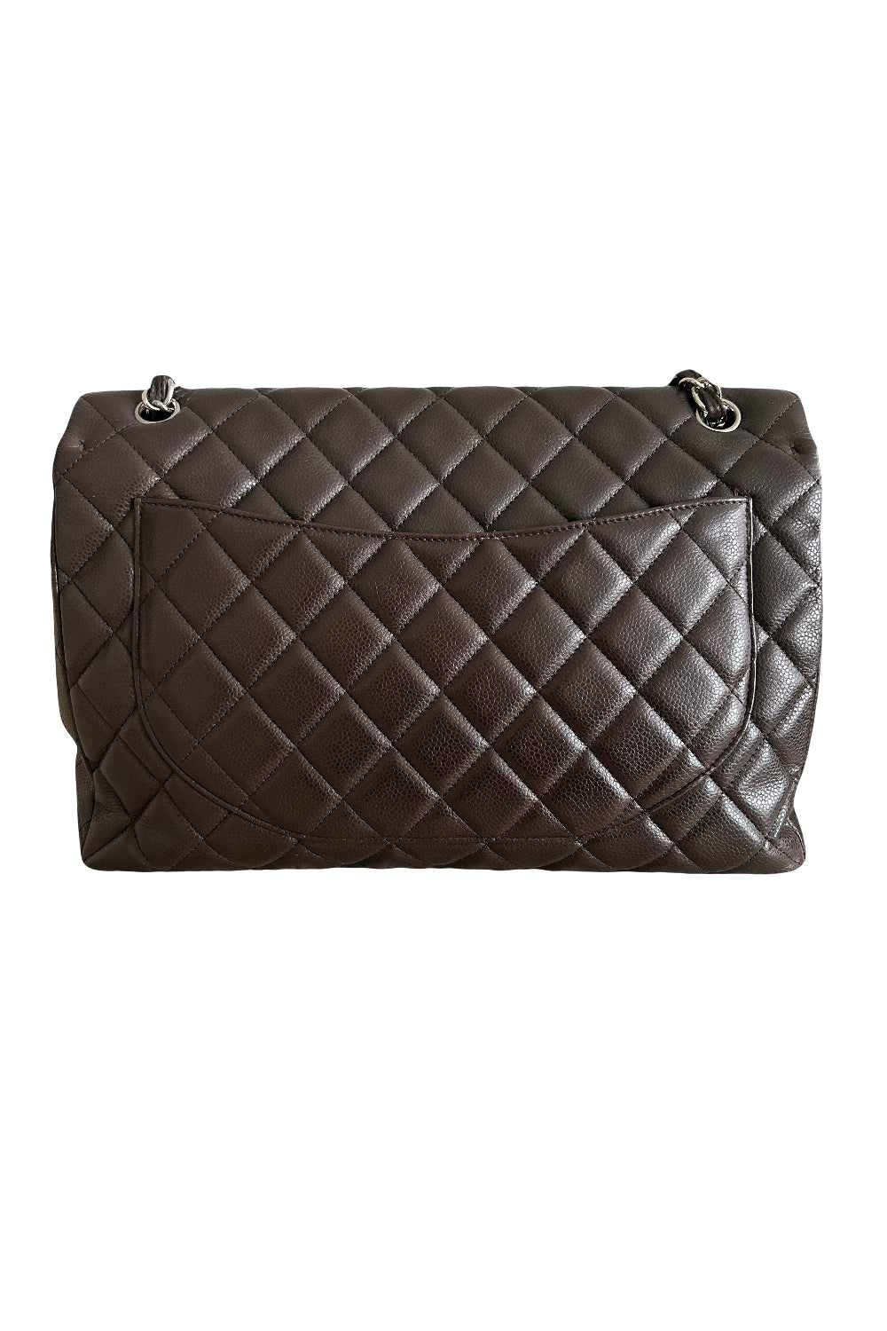 CHANEL Maxi espresso brown caviar leather with silver hardware current RRP €11700