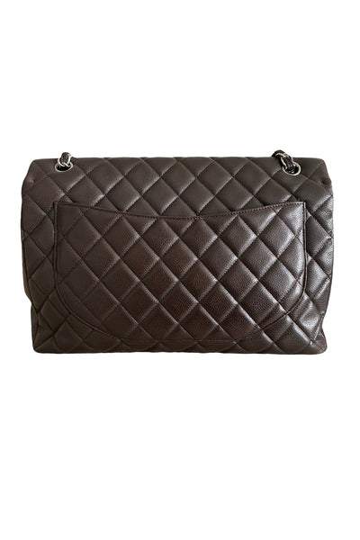 CHANEL Maxi espresso brown caviar leather with silver hardware current RRP €11700