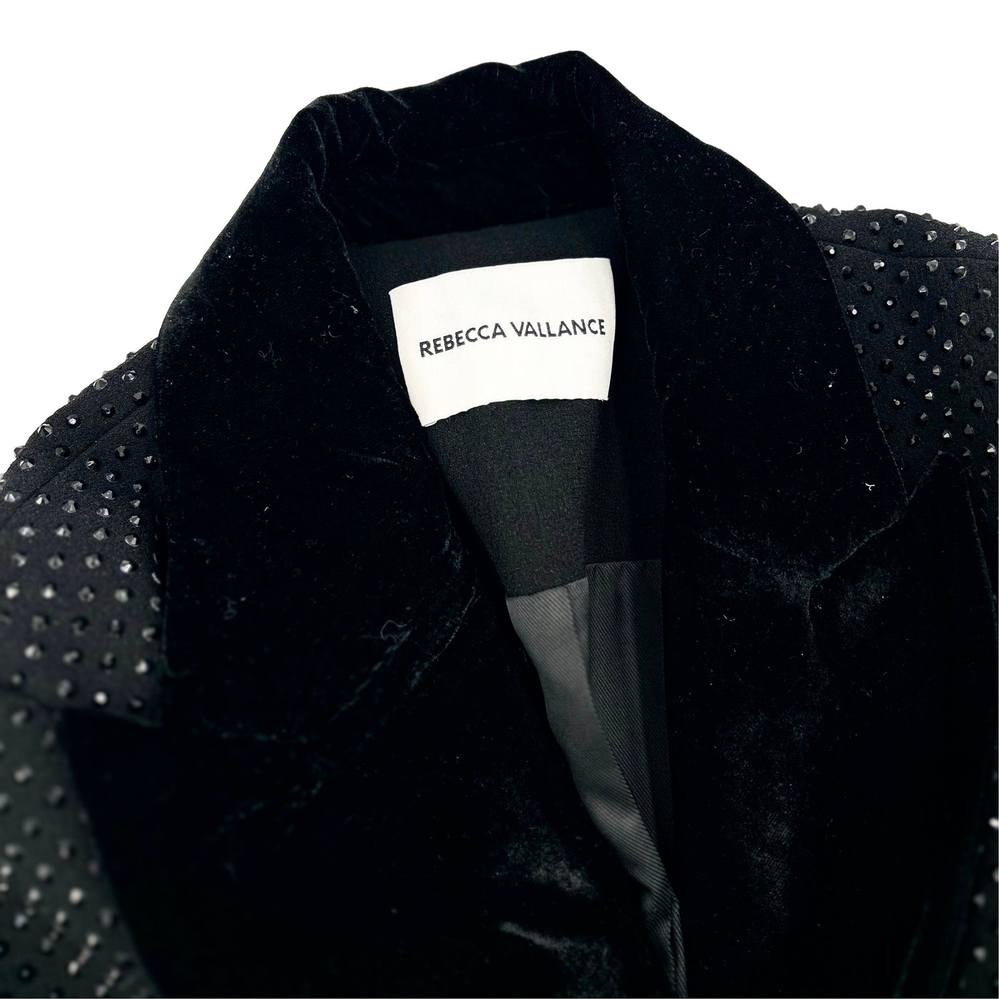REBECCA VALLANCE Crystals-embellished with velvet trimmed blazer size uk10 RRP: £710