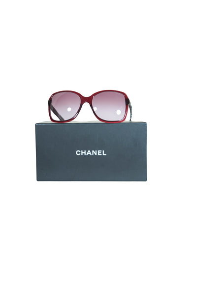 CHANEL burgundy crystals sunglasses with box