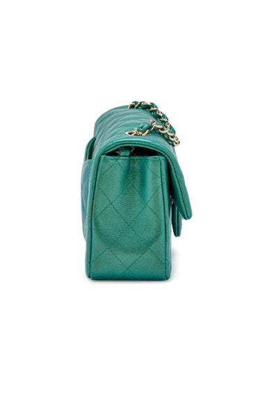CHANEL Rare Mini Emerald Green Iridescent Handbag 22A- FULL SET