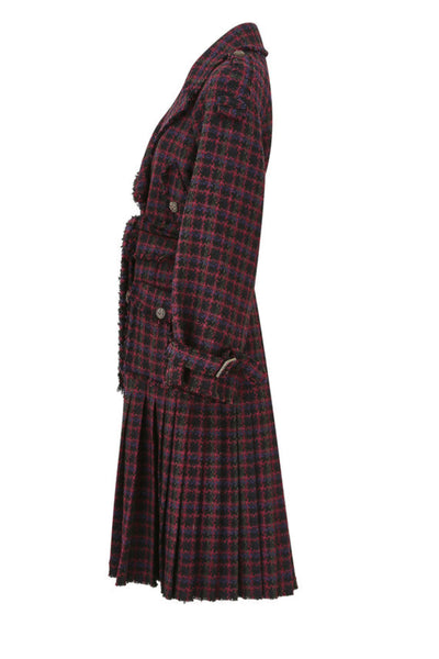 CHANEL Metiers d'Art Paris Edinburgh Tweed Tartan Gripoix Buttons Coat size 42