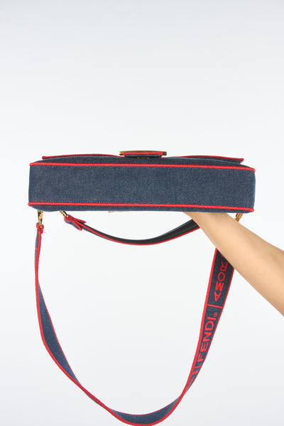 FENDI large baguette denim and red