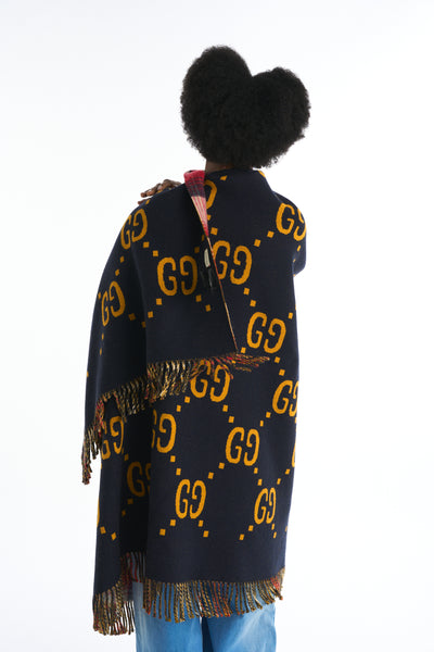 GUCCI wool reversible shawl cape FW19 runway