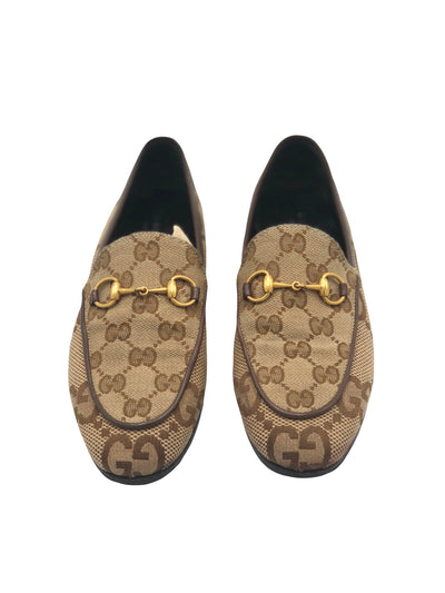 GUCCI GG Jacquard beige/brown Loafers size 36 RRP: £620