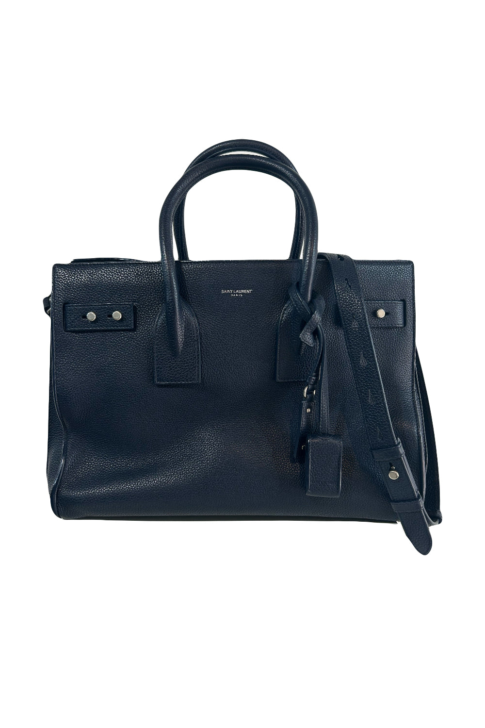 SAINT LAURENT Sac De Jour  medium navy grain supple leather with strap