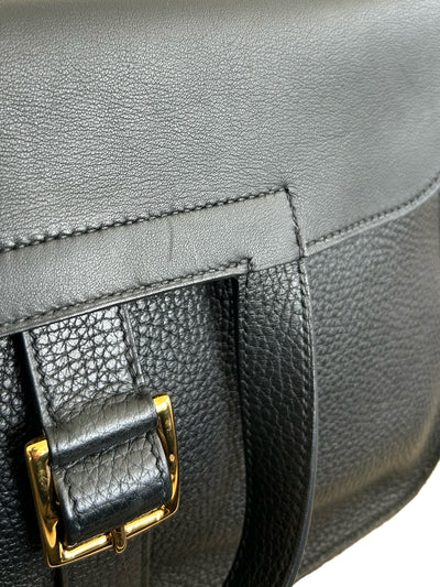 HERMES Alzan 31 Noir Clemence Leather with Gold Hardware