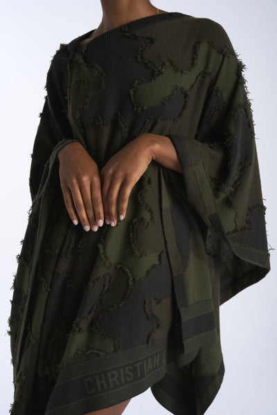 CHRISTIAN DIOR camouflage cashmere poncho