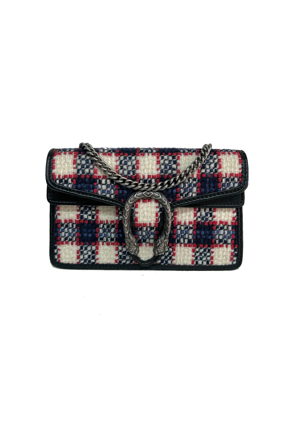 GUCCI Dyonisus extra mini tweed red, white, navy handbag
