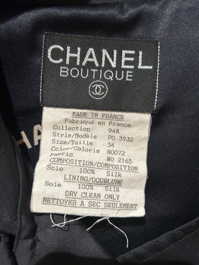 CHANEL collector's black trench with lettering lining vintage 1994