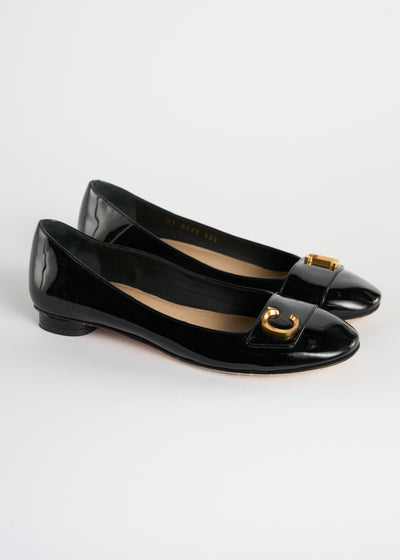 CHRISTIAN DIOR "CD" patent ballet flats