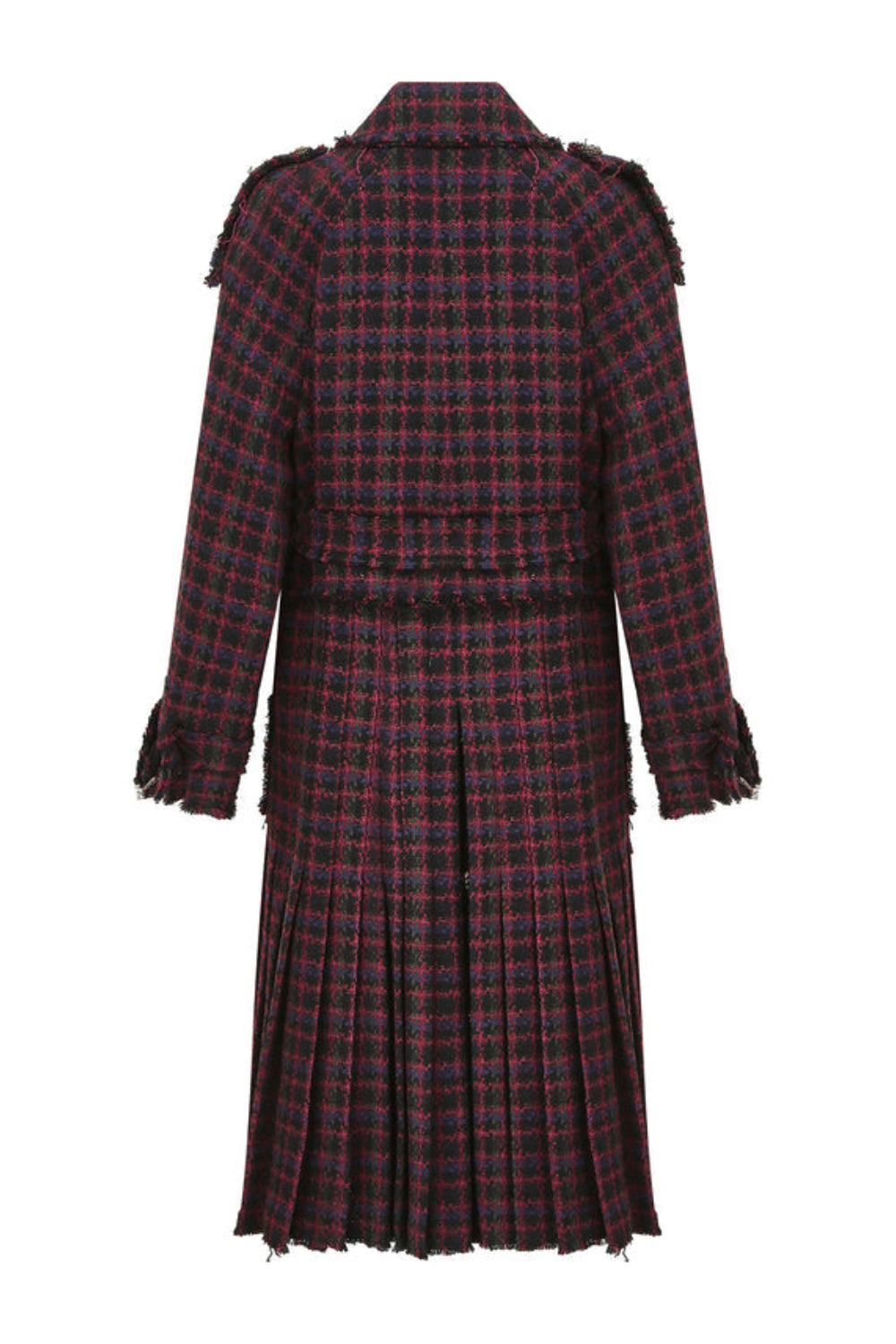 CHANEL Metiers d'Art Paris Edinburgh Tweed Tartan Gripoix Buttons Coat size 42