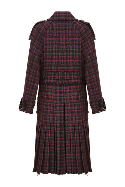 CHANEL Metiers d'Art Paris Edinburgh Tweed Tartan Gripoix Buttons Coat size 42