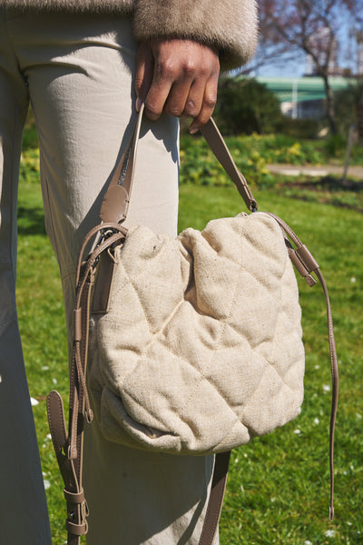 BRUNELLO CUCCINELLI quilted bead embellished two straps bag