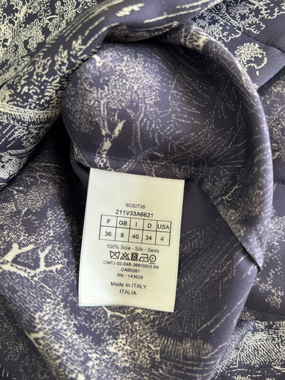 CHRISTIAN DIOR Silk Toile De Jouy blouse size 36fr oversized