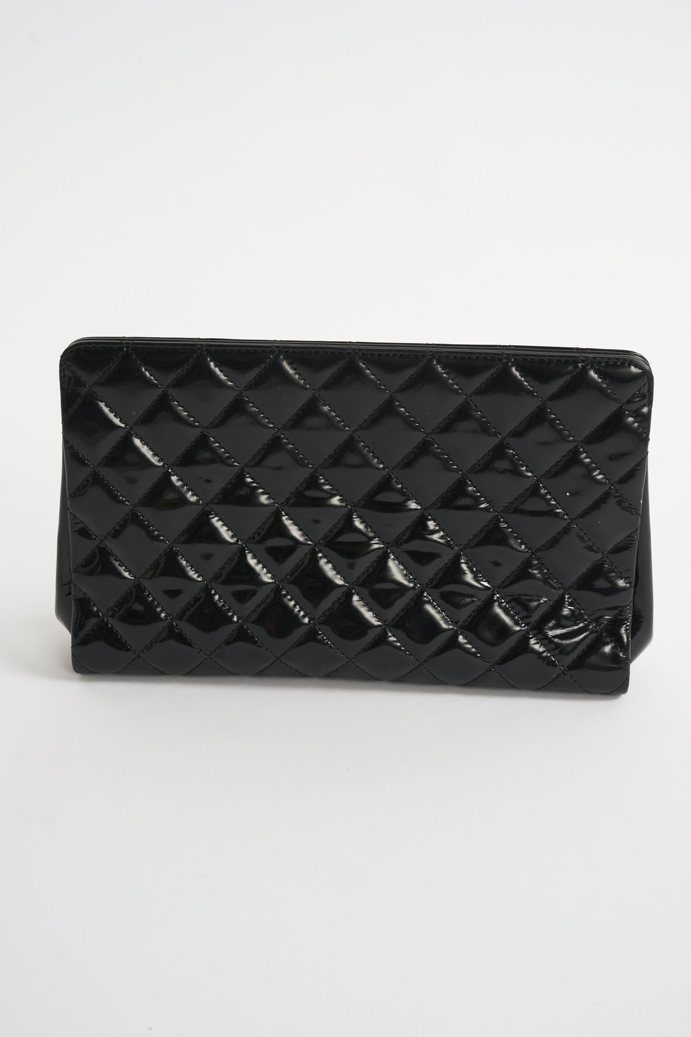 CHANEL black patent XL CC clutch