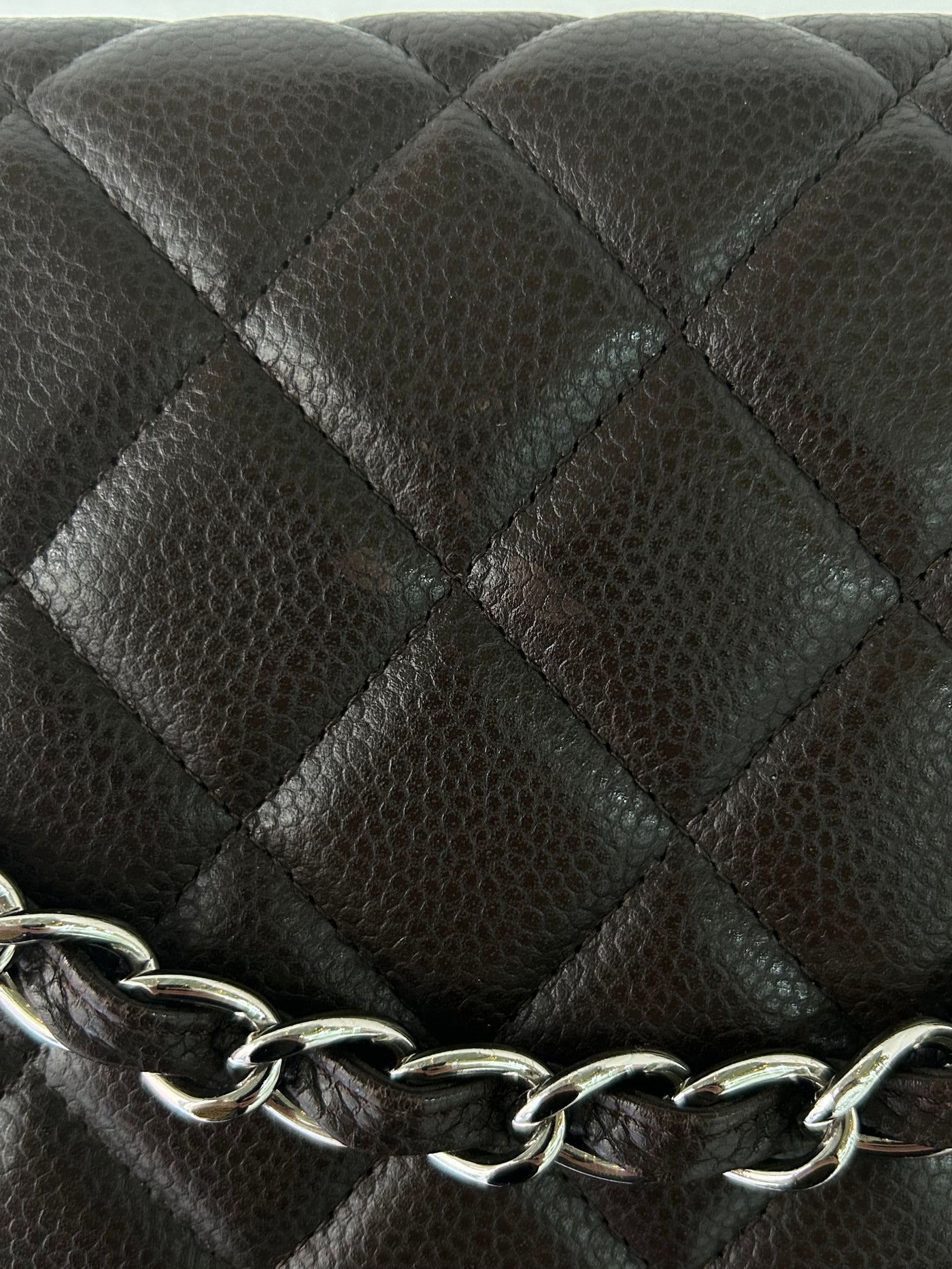 CHANEL Maxi espresso brown caviar leather with silver hardware current RRP €11700