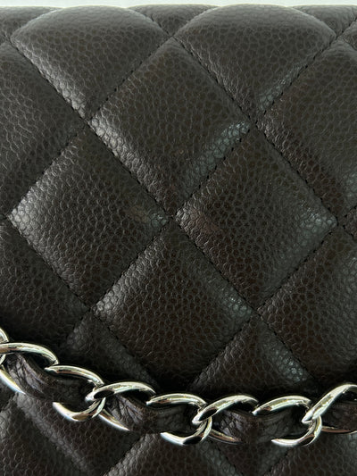 CHANEL Maxi espresso brown caviar leather with silver hardware current RRP €11700