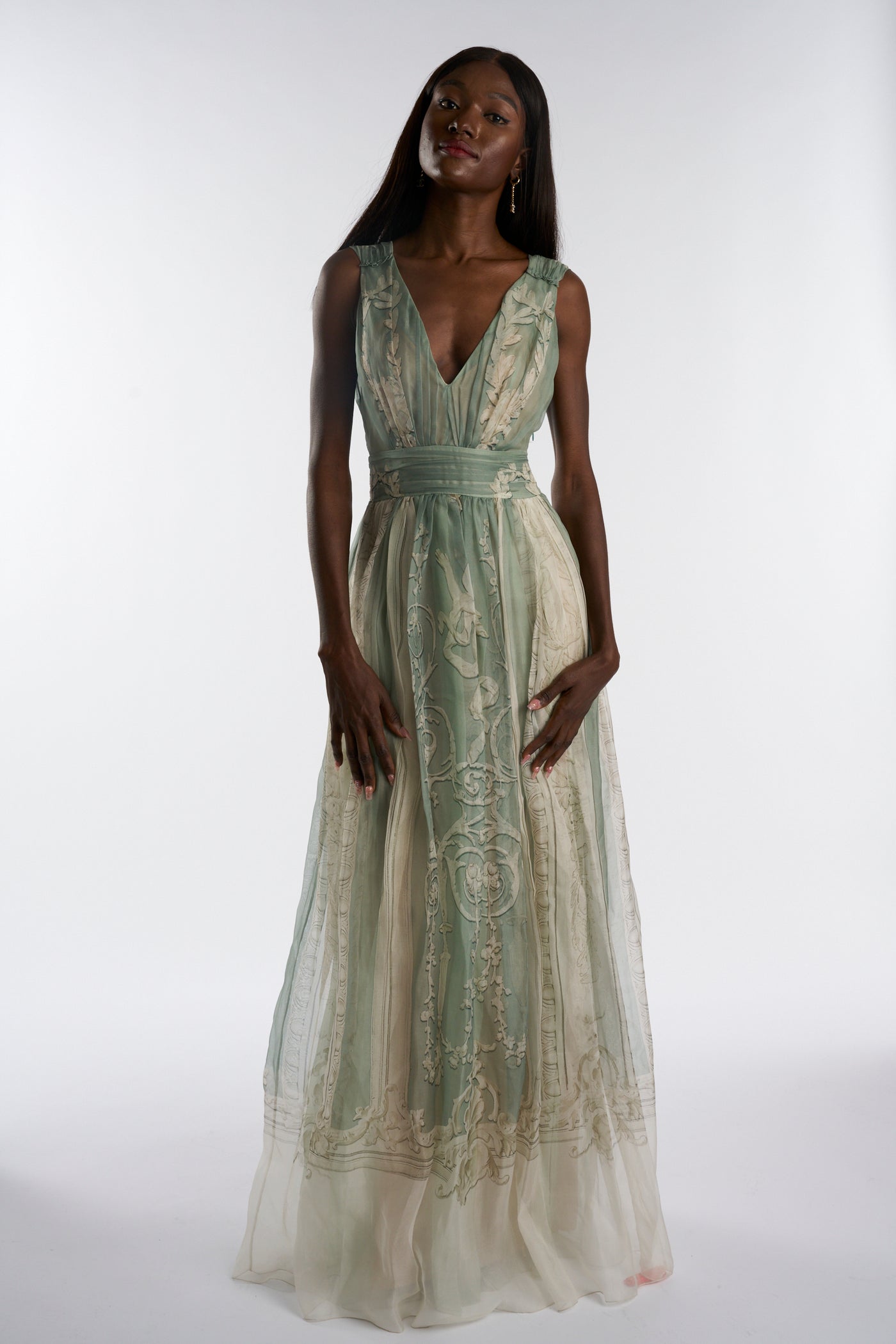 ALBERTA FERRETTI Empire Green Dress Spring Collection RRP: £1795