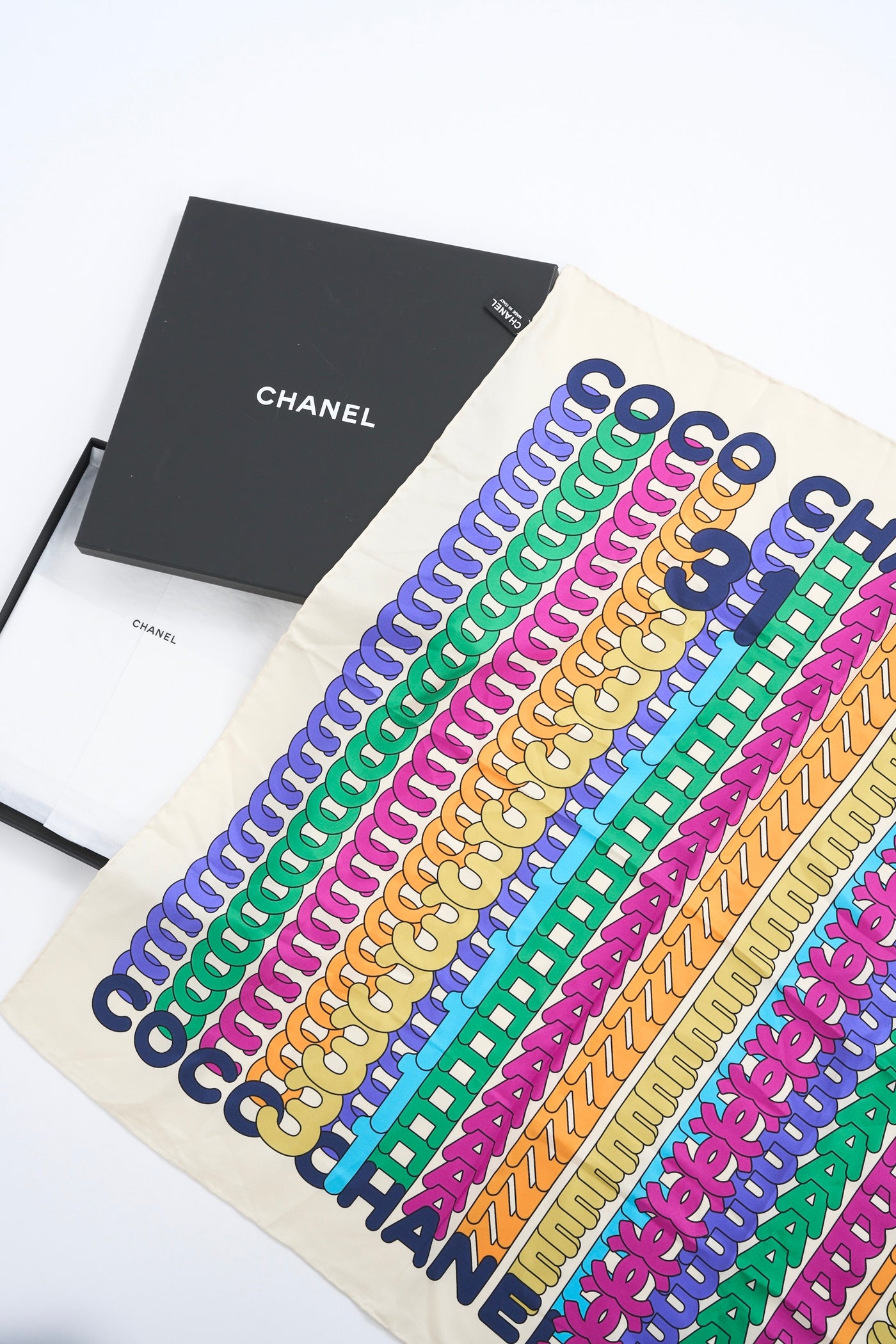 CHANEL 21k multicolor scarf with box