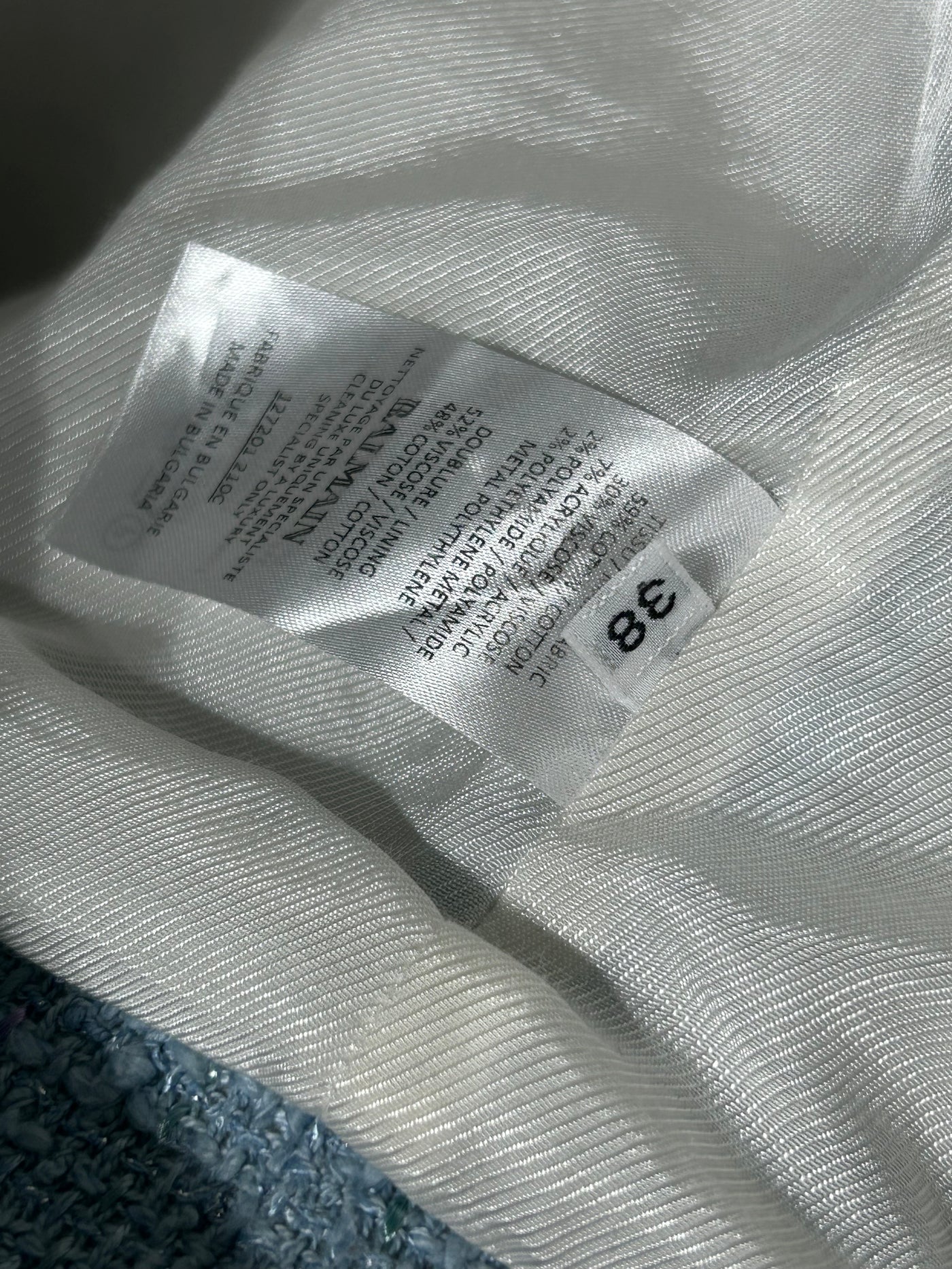 BALMAIN Blue tweed double breasted blazer jacket size 38